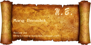 Mang Benedek névjegykártya